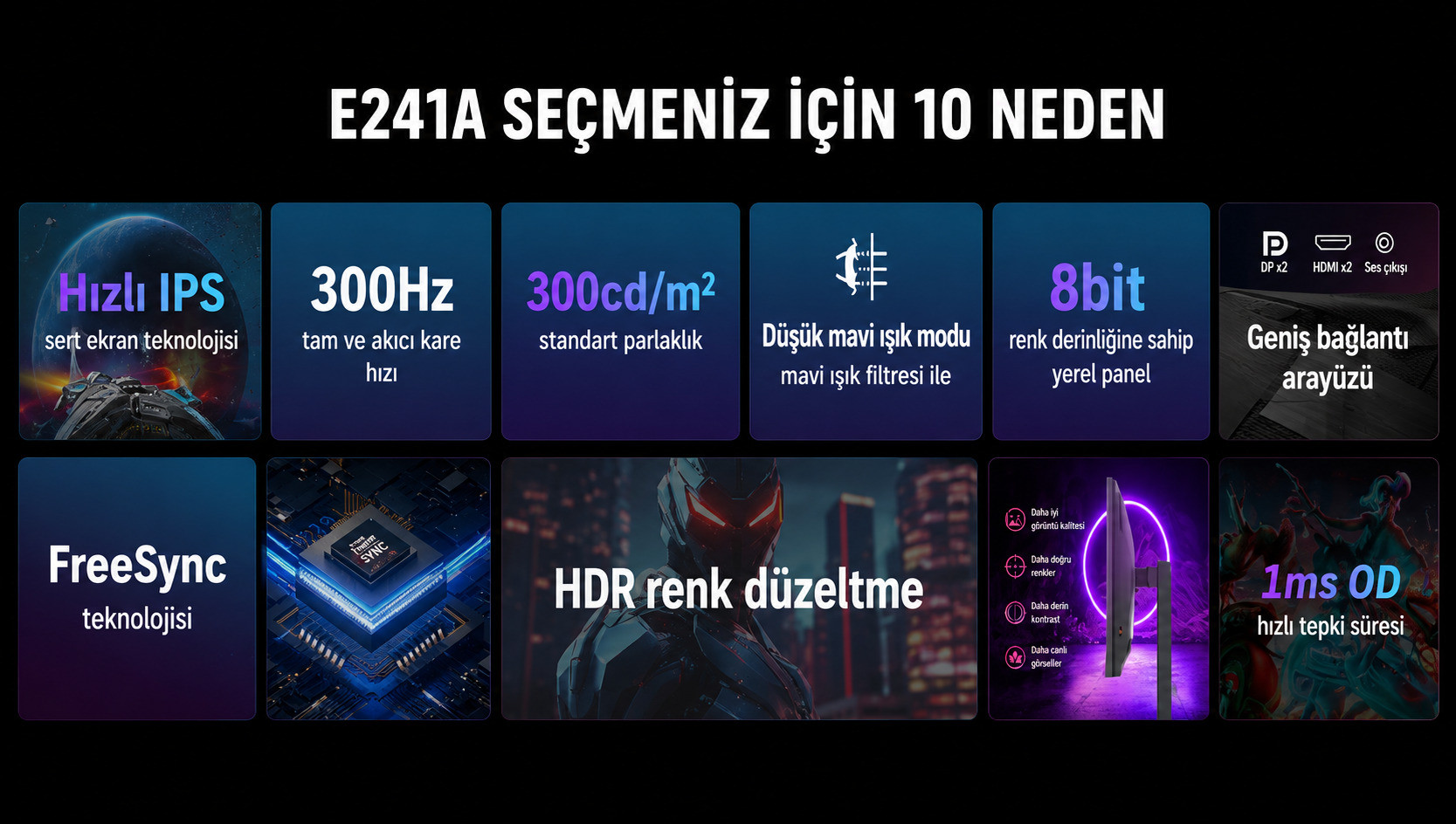 DAHUA LM25-E241A 25″ 320Hz 1ms FHD IPS Gaming (Oyuncu) Monitör