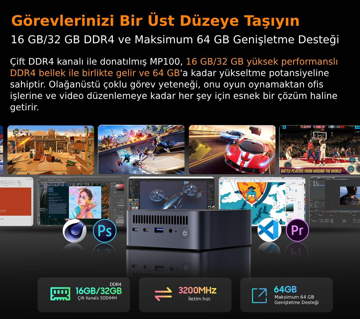 Blackview MP100 AMD Ryzen 5 7430U 16GB 512GB W11Pro Mini PC 