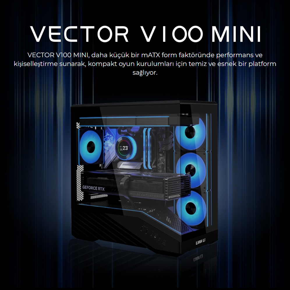 Lian Li V100R Mini Siyah 650W 80+ Gold mATX Gaming Kasa