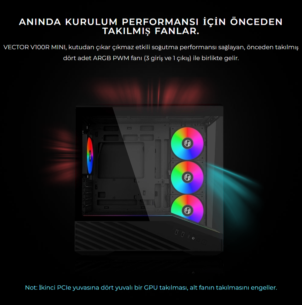 Lian Li V100R Mini Siyah 650W 80+ Gold mATX Gaming Kasa