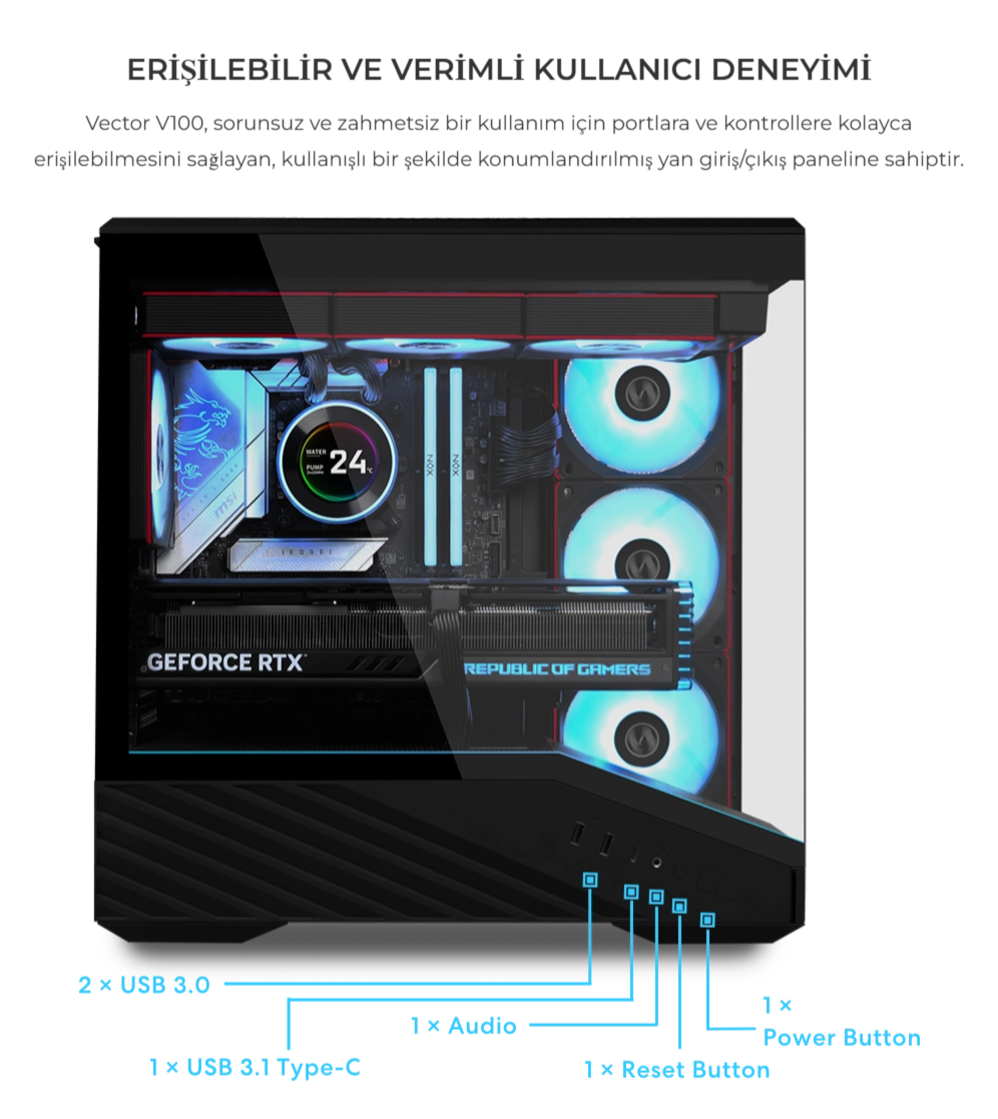 Lian Li V100R Mini Siyah 650W 80+ Gold mATX Gaming Kasa