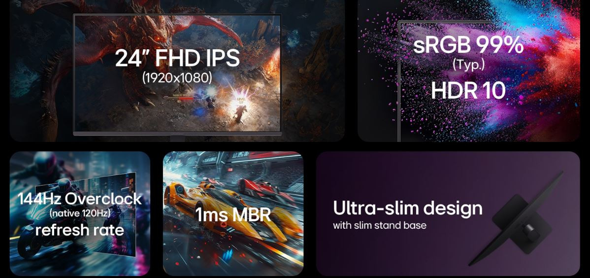 LG UltraGear G4 24G411A-B 24″ 144Hz(OC) 5ms FreeSync G-Sync HDR10 FHD IPS Gaming Monitör