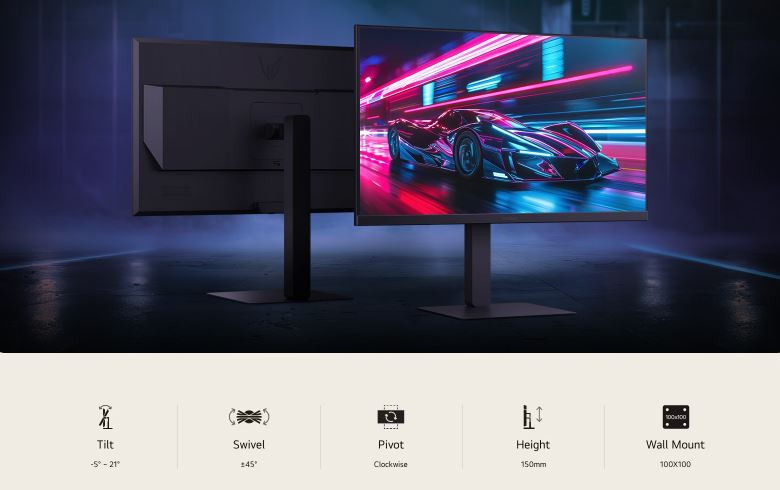 LG UltraGear 27G640A-B 27″ 300Hz 1ms 2K AdaptiveSync HDR400 Pivot QHD IPS Gaming Monitör