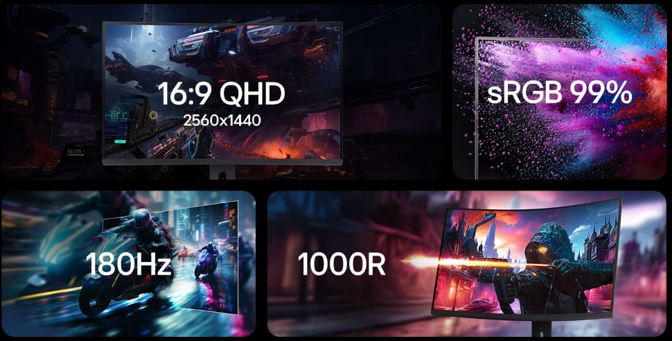 LG UltraGear 32G600A-B 32″ 180Hz 1ms 2K FreeSync HDR10 QHD VA Curved 1000R Gaming Monitör