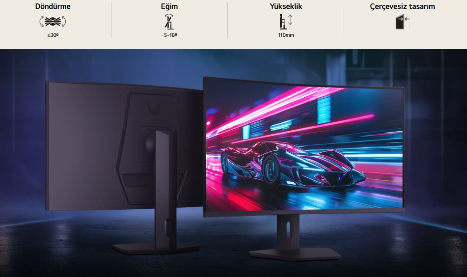 LG UltraGear 32G600A-B 32″ 180Hz 1ms 2K FreeSync HDR10 QHD VA Curved 1000R Gaming Monitör