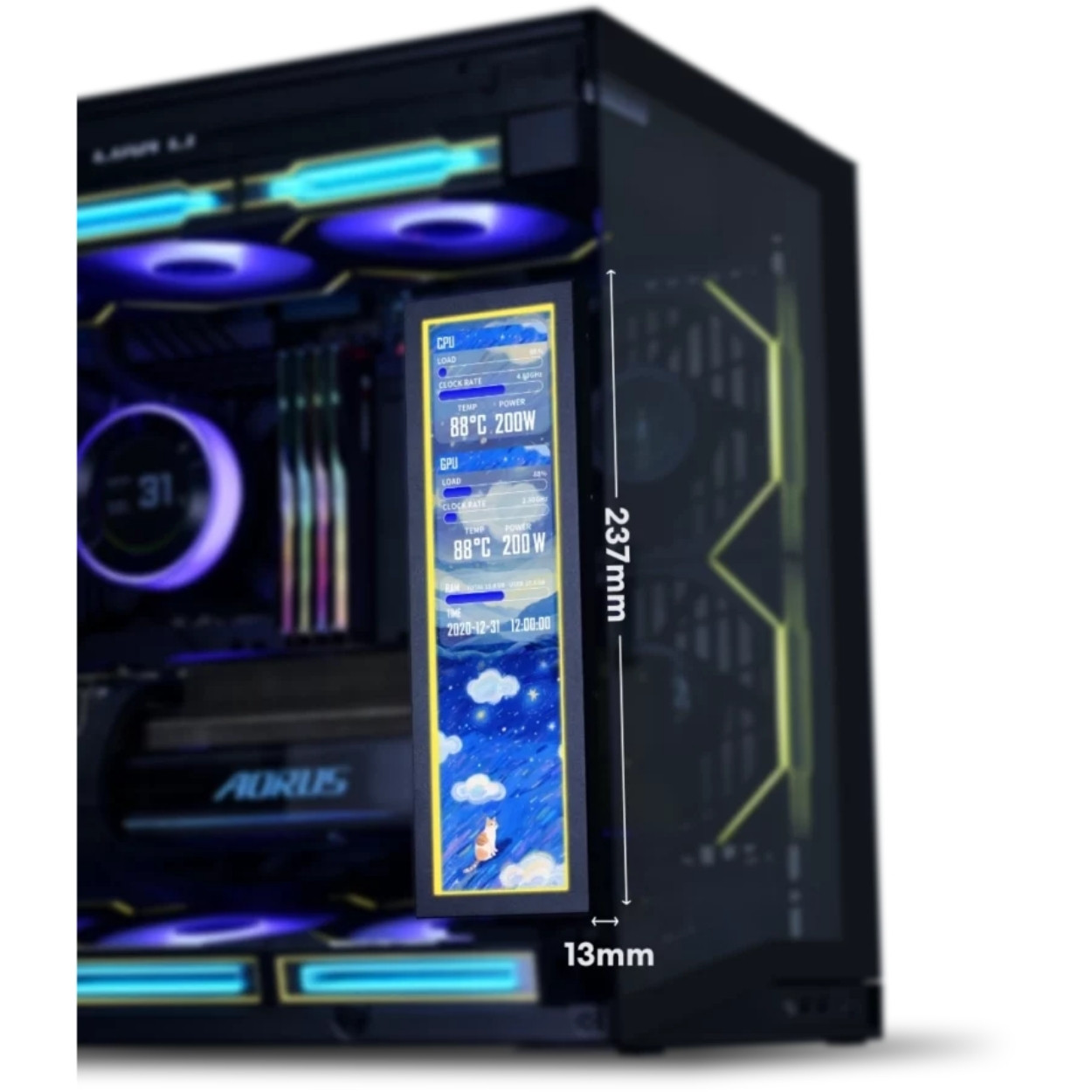 Lian Li 8.8″ Universal Ekran Siyah (G89.SM088X.00)