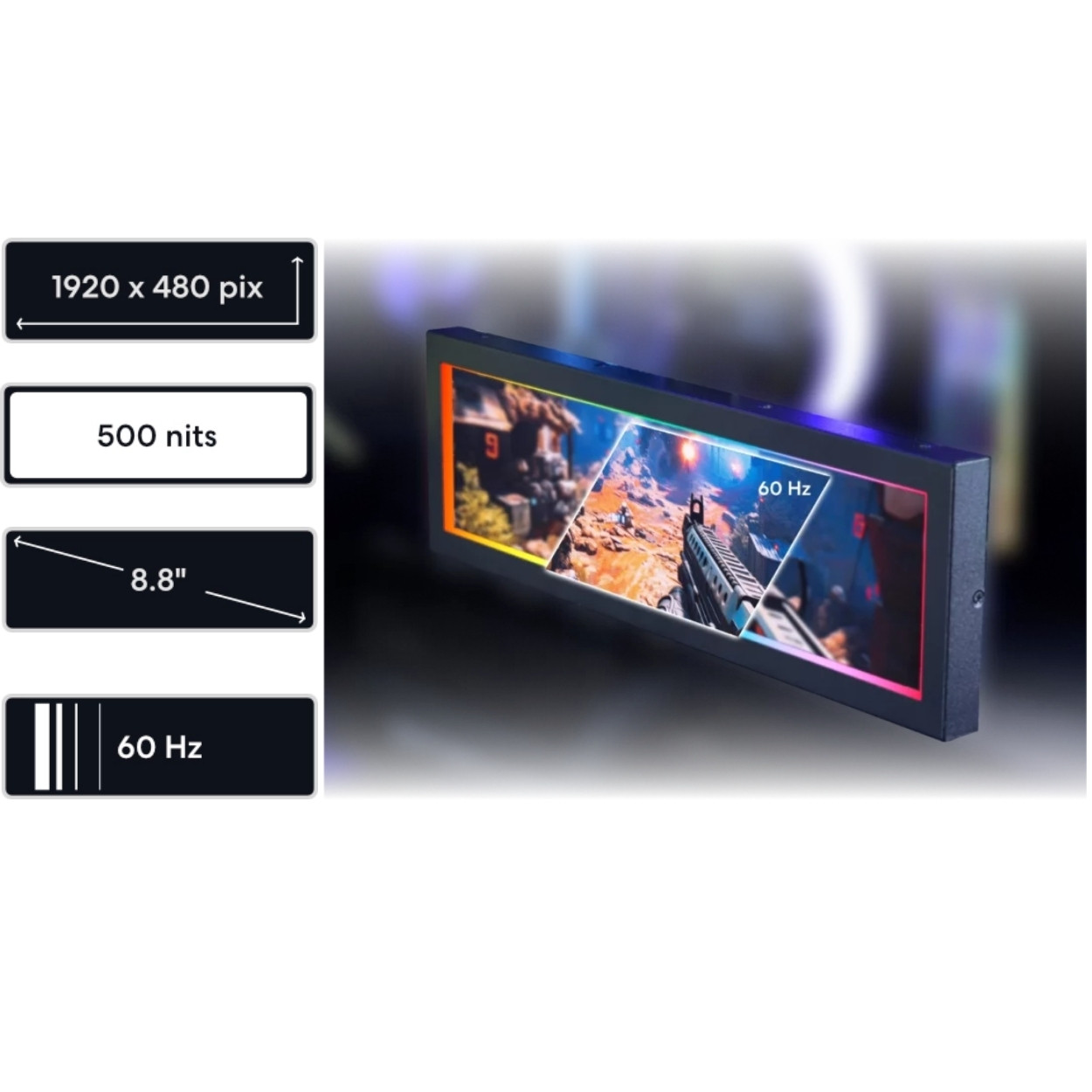 Lian Li 8.8″ Universal Ekran Siyah (G89.SM088X.00)