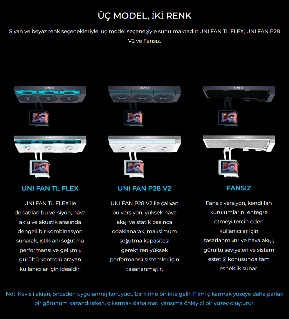 Lian Li HydroShift II OLED Curved 360 Fansız Beyaz Sıvı Soğutucu 