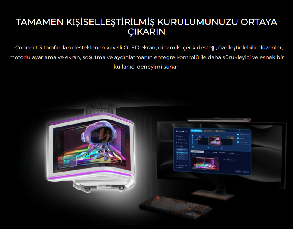 Lian Li HydroShift II OLED Curved 360 Fansız Beyaz Sıvı Soğutucu 