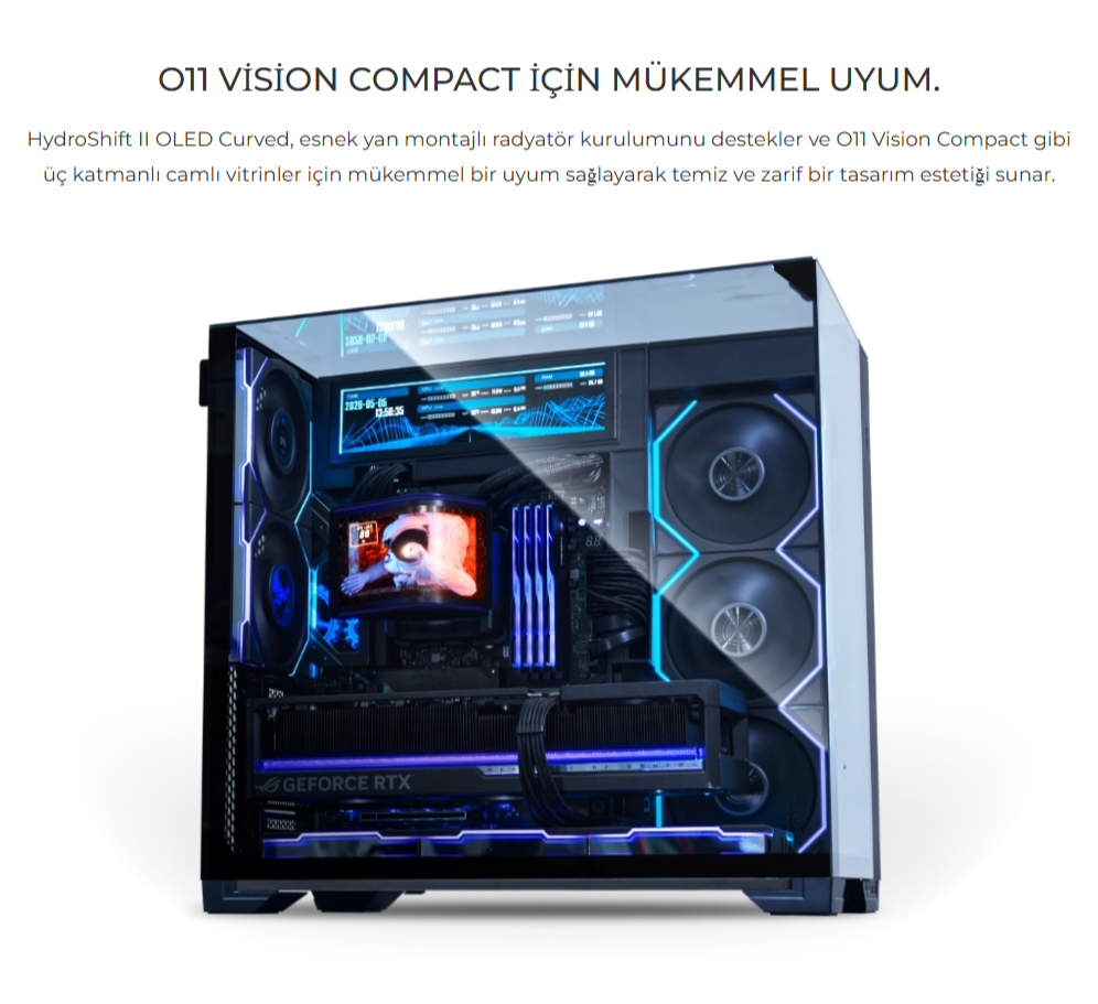 Lian Li HydroShift II OLED Curved 360 Fansız Beyaz Sıvı Soğutucu 