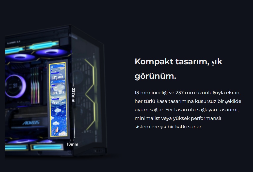 Lian Li 8.8″ Universal Ekran Siyah (G89.SM088X.00)