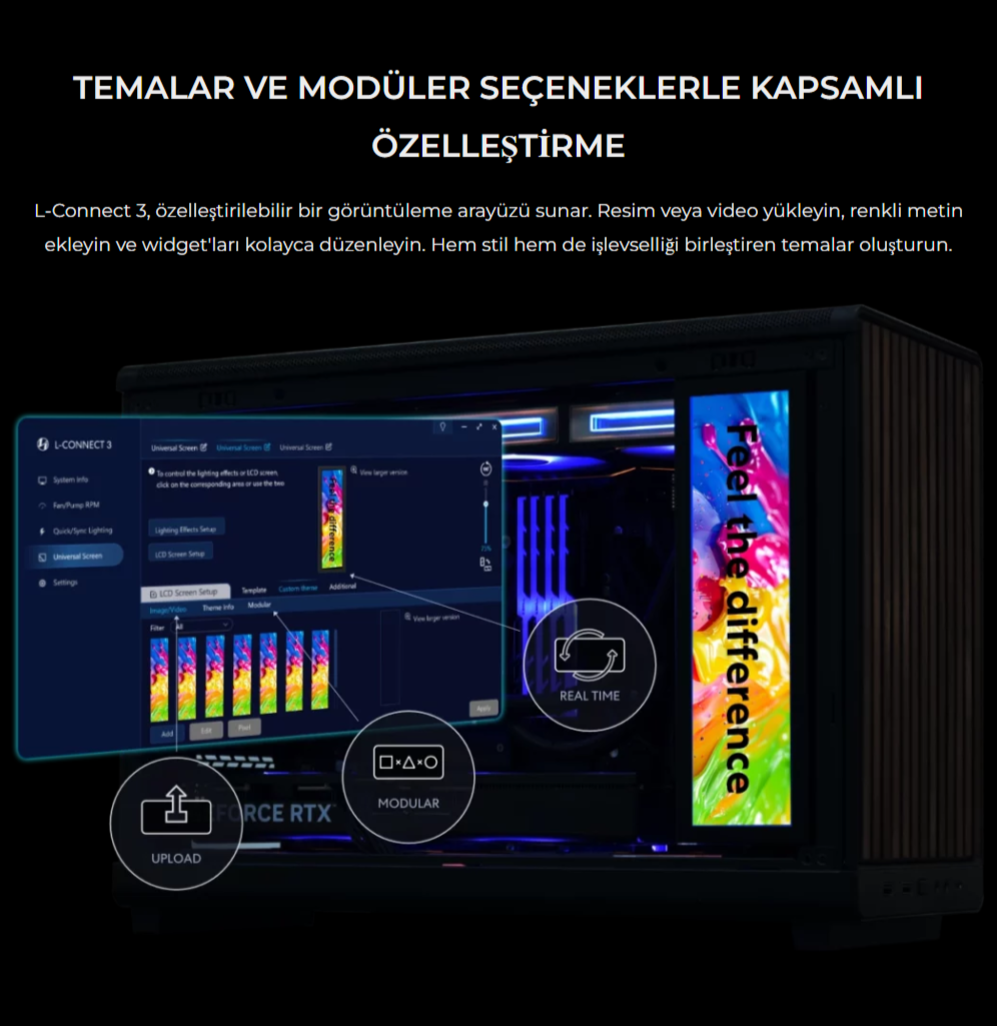 Lian Li 8.8″ Universal Ekran Siyah (G89.SM088X.00)