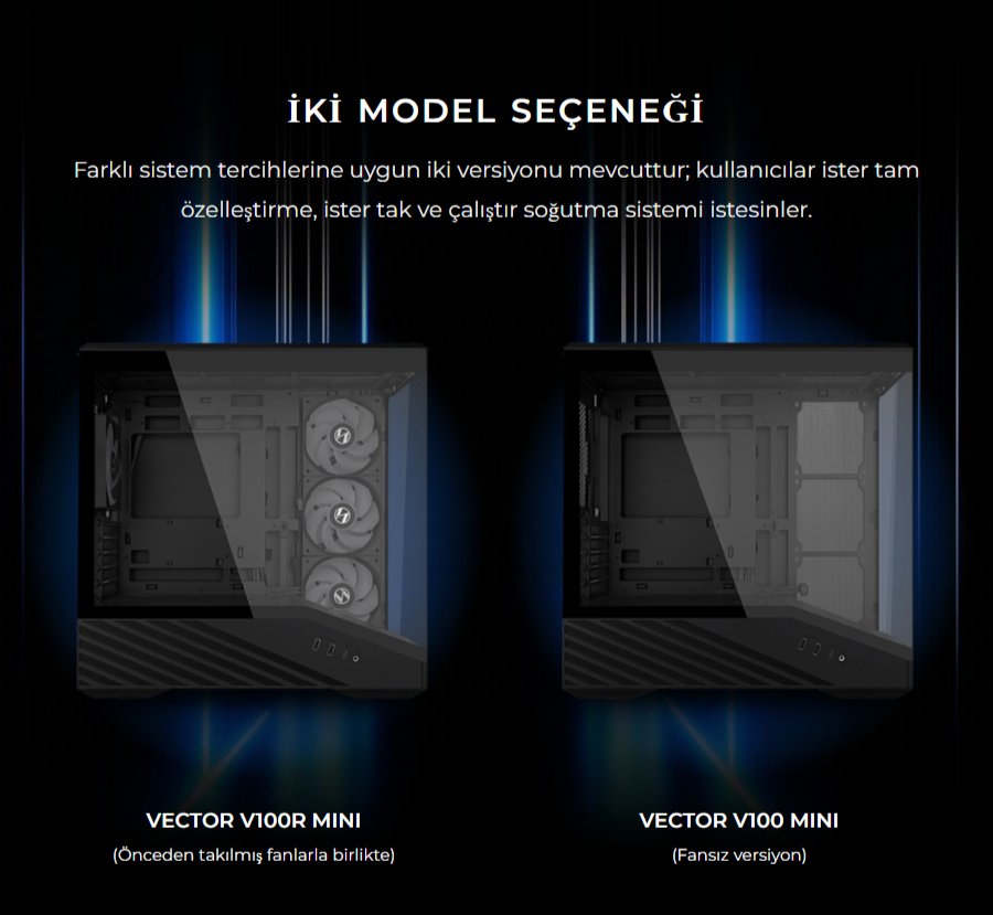 Lian Li Vector V100MIX Mini Siyah M-ATX Mini-ITX Kasa (G99.V100MIX.00)