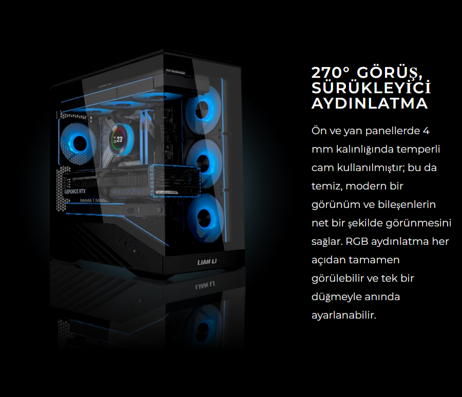 Lian Li Vector V100MIX Mini Siyah M-ATX Mini-ITX Kasa (G99.V100MIX.00)