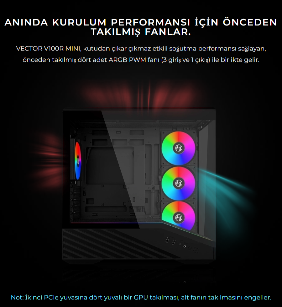 Lian Li Vector V100MIX Mini Siyah M-ATX Mini-ITX Kasa (G99.V100MIX.00)