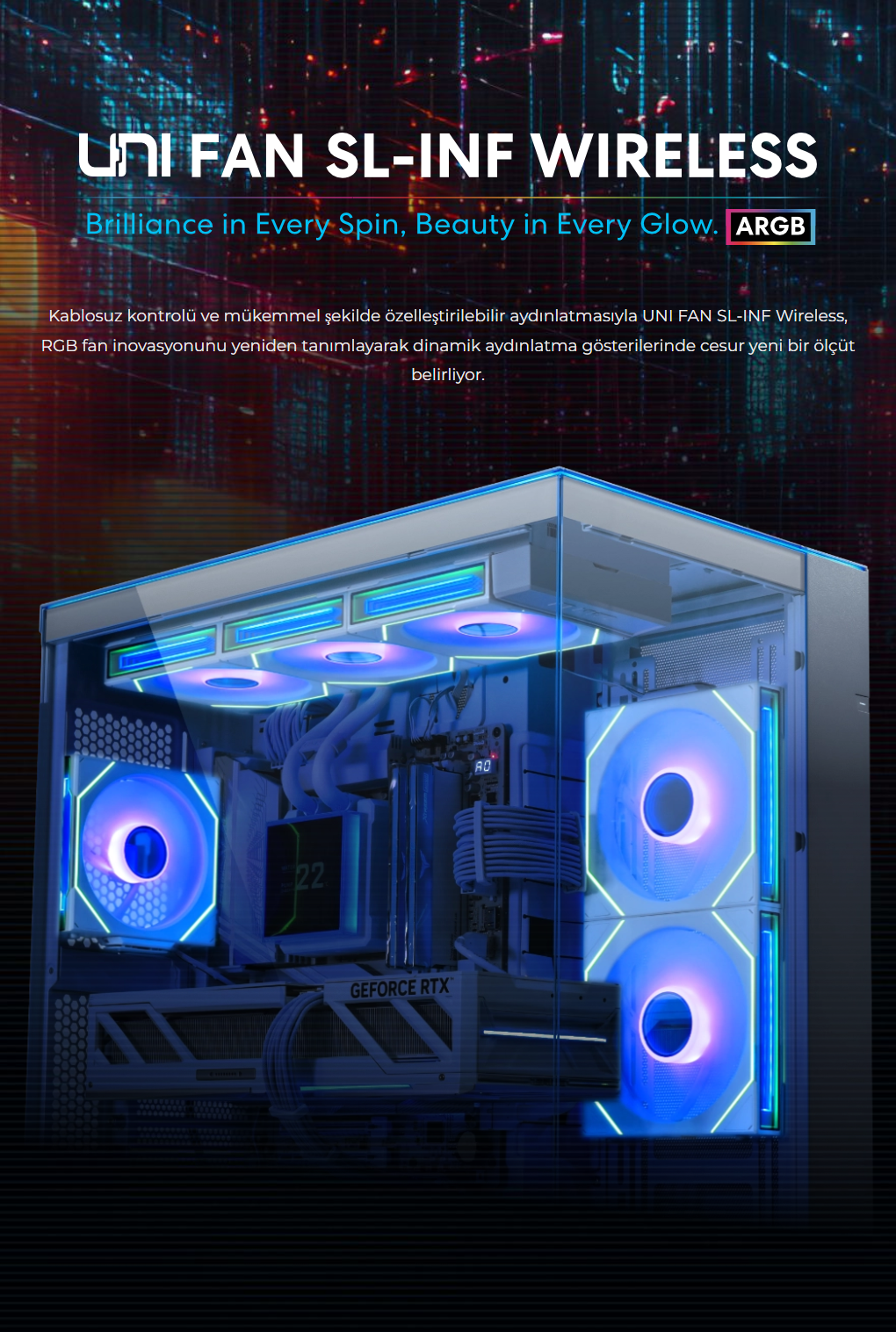 Lian Li UNI FAN REVERSE SL-INFINITY WIRELESS 1x120mm Siyah Kasa Fanı