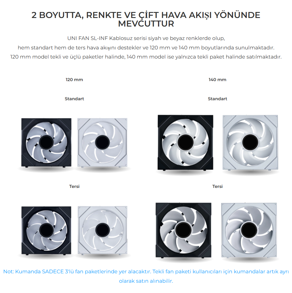 Lian Li UNI FAN REVERSE SL-INFINITY WIRELESS 1x120mm Siyah Kasa Fanı