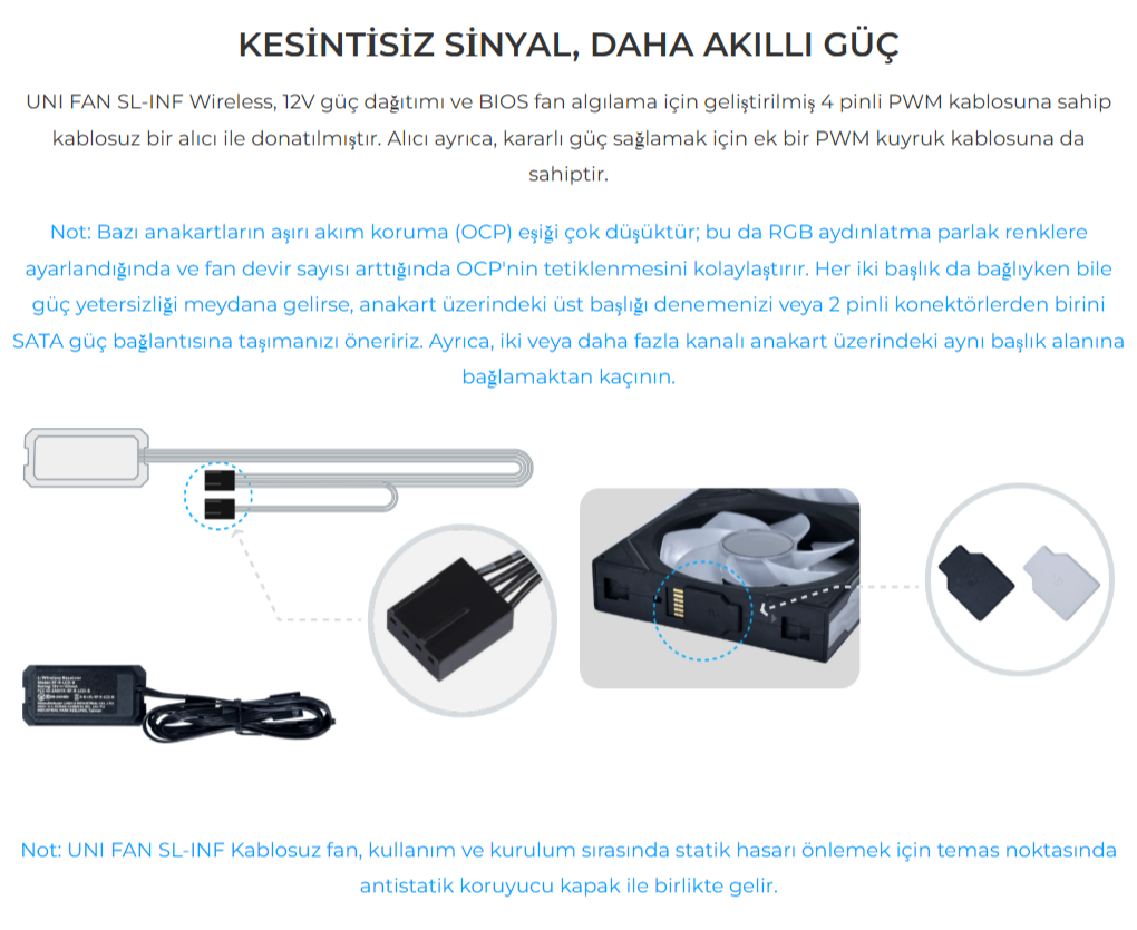 Lian Li UNI FAN REVERSE SL-INFINITY WIRELESS 1x120mm Siyah Kasa Fanı