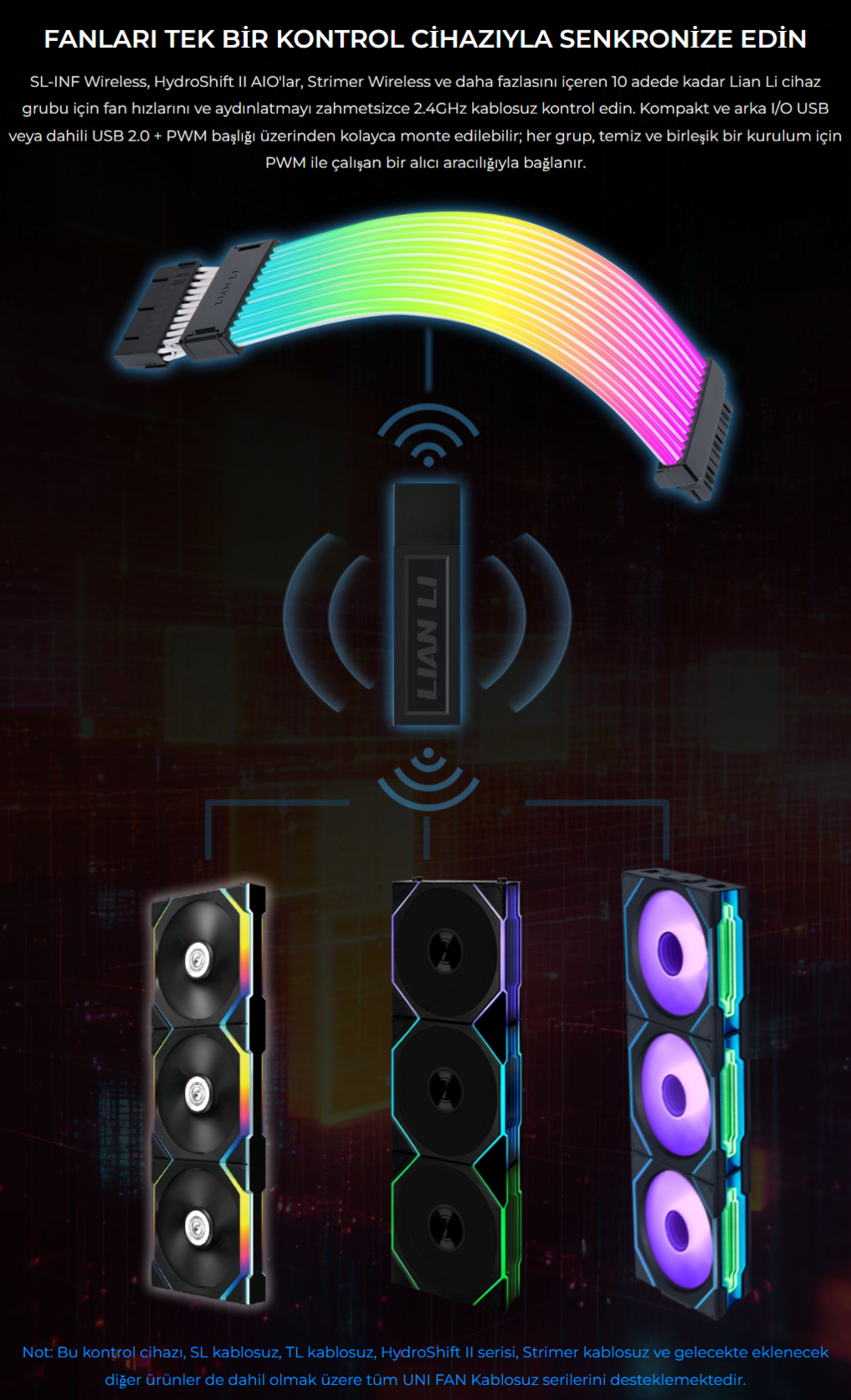 Lian Li UNI FAN REVERSE SL-INFINITY WIRELESS 1x120mm Siyah Kasa Fanı