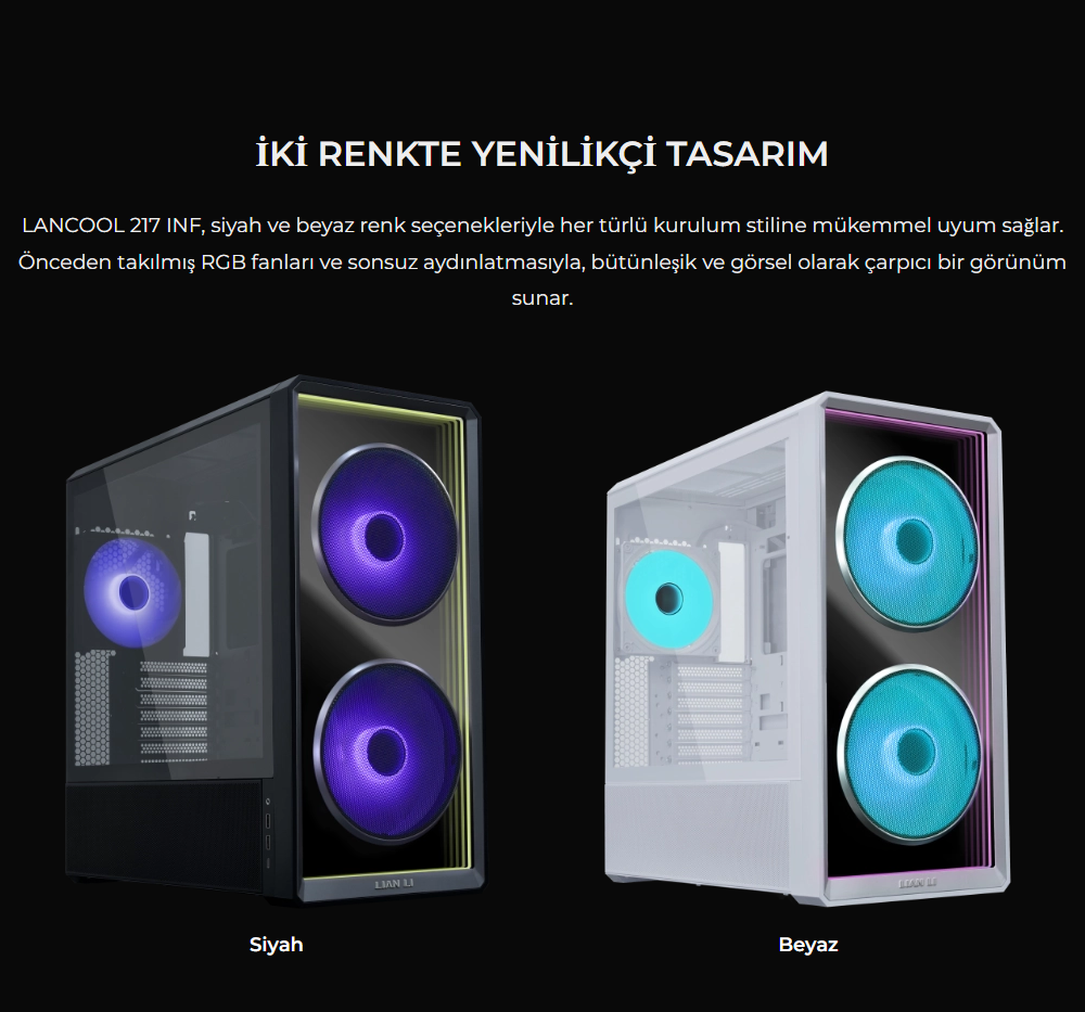 Lian Li Lancool 217 INF Siyah E-ATX Mid-Tower Kasa