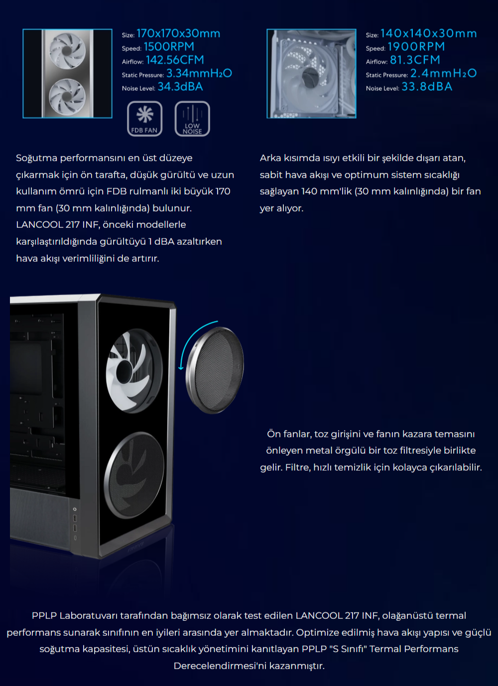 Lian Li Lancool 217 INF Siyah E-ATX Mid-Tower Kasa
