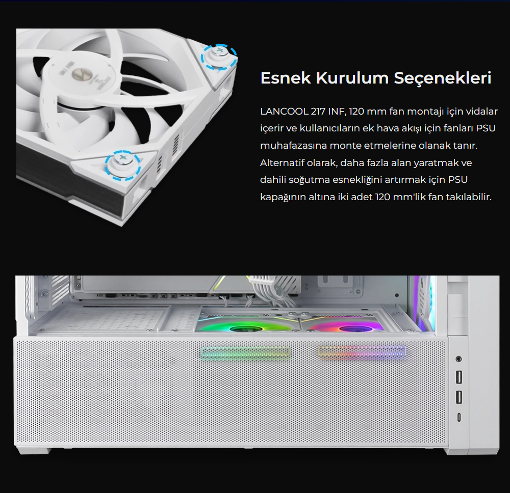 Lian Li Lancool 217 INF Siyah E-ATX Mid-Tower Kasa