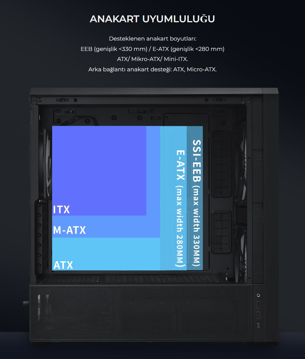 Lian Li Lancool 217 INF Siyah E-ATX Mid-Tower Kasa