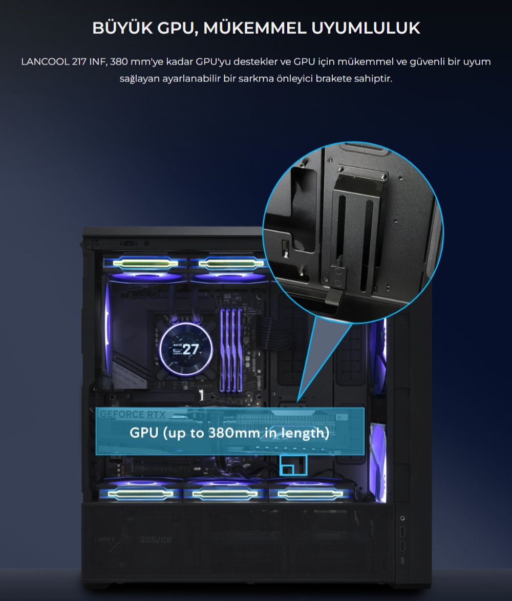 Lian Li Lancool 217 INF Siyah E-ATX Mid-Tower Kasa