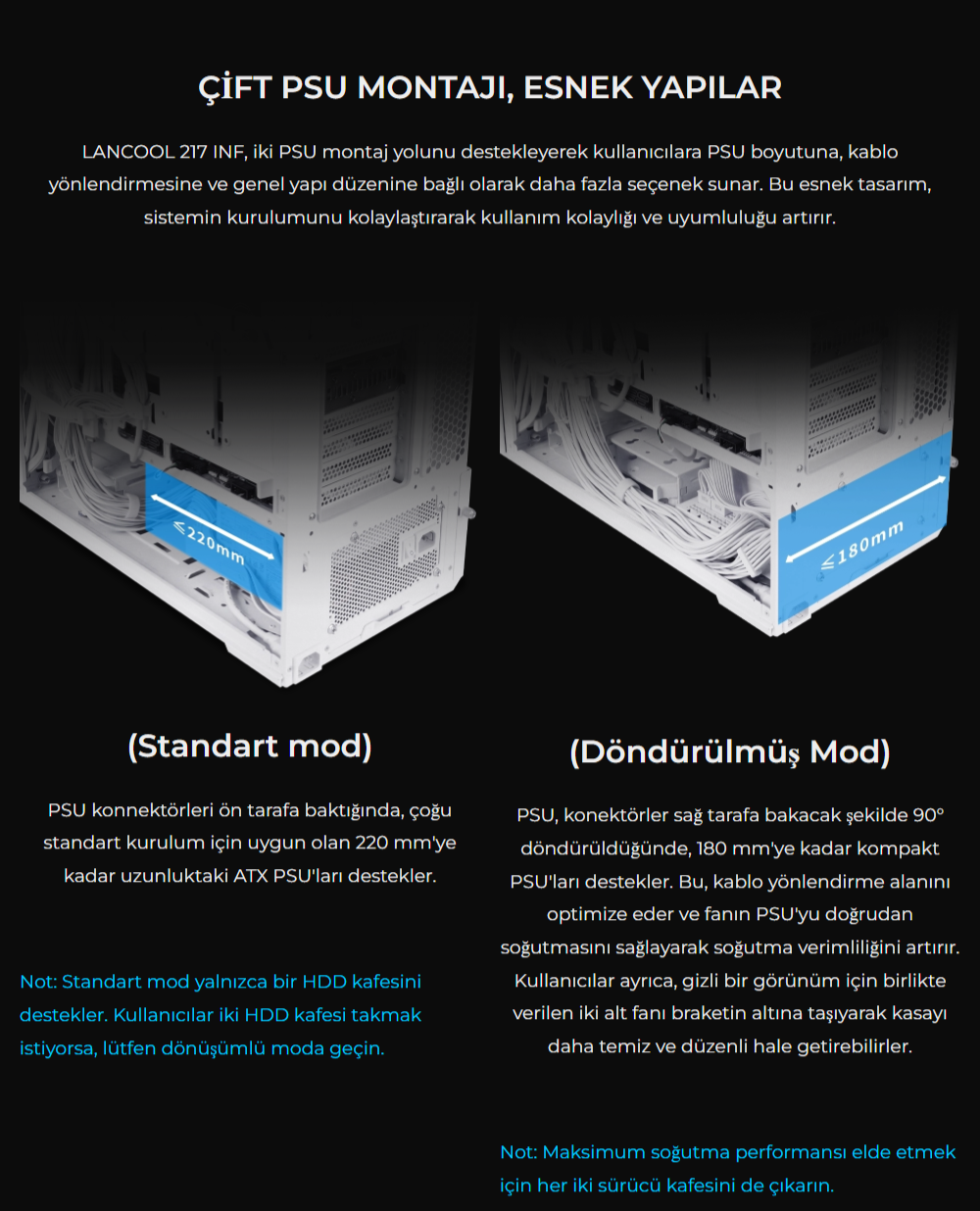 Lian Li Lancool 217 INF Siyah E-ATX Mid-Tower Kasa