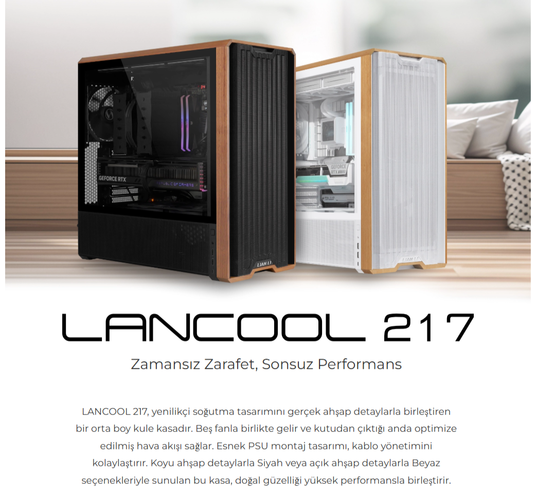 Lian Li Lancool 217 Beyaz E-ATX Mid-Tower Kasa