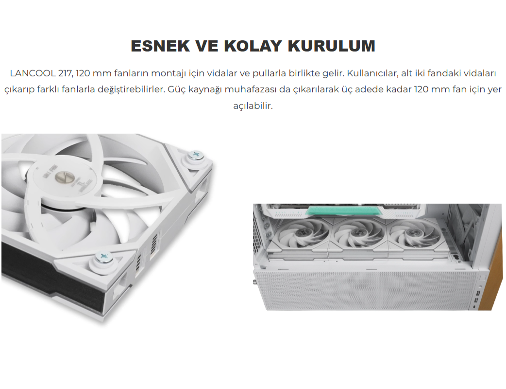 Lian Li Lancool 217 Beyaz E-ATX Mid-Tower Kasa