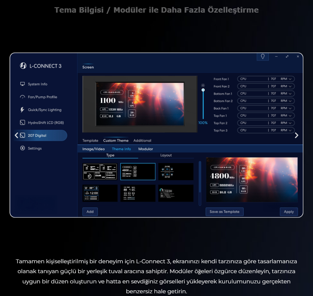 Lian Li Lancool 207 Digital Siyah Mid-Tower ATX Kasa