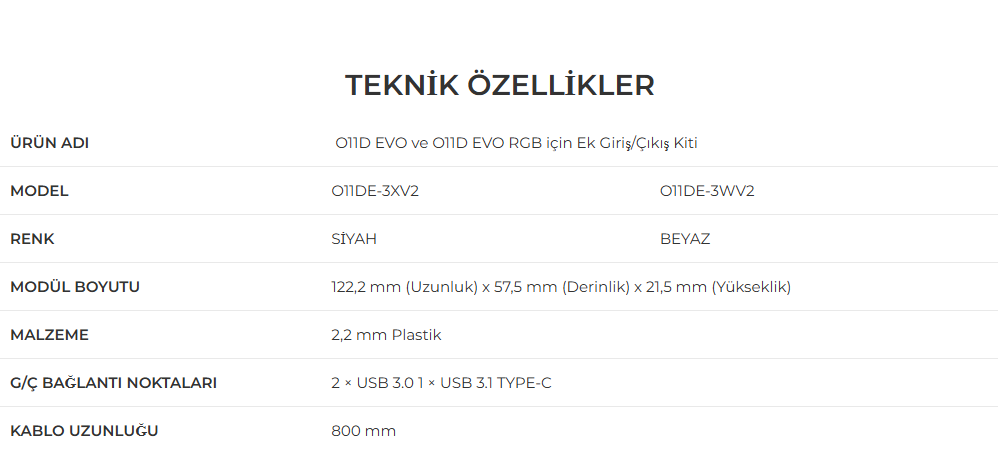 Lian Li O11D Evo I/O Kiti Siyah (G89.O11DE-3X.01)