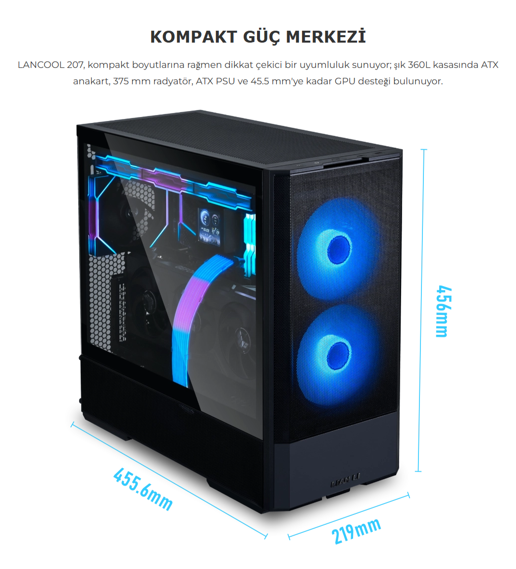 Lian Li Lancool 207 Siyah Mid-Tower ATX Kasa
