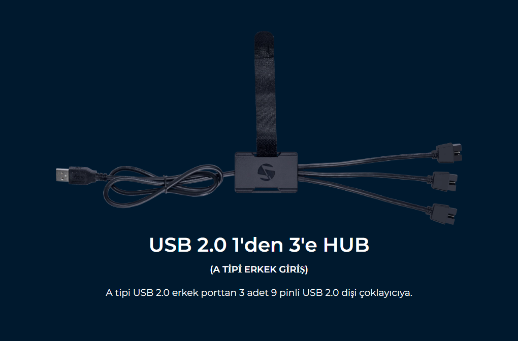 Lian Li USB 2.0 1-to-3 Hub Siyah Type-A USB Girişli (G89.PW-U2TPAB.00)