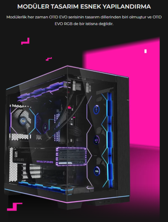 Lian Li O11 Dynamic Evo RGB Siyah Mid-Tower E-ATX Oyuncu (Gaming) Kasa (G99.O11DERGBX.00)