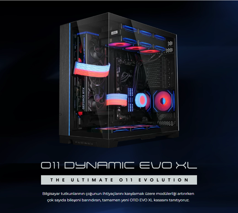 Lian Li O11 Dynamic Evo XL Siyah Full-Tower E-ATX Gaming (Oyuncu) Kasa (G99.O11DEXL-X.00)