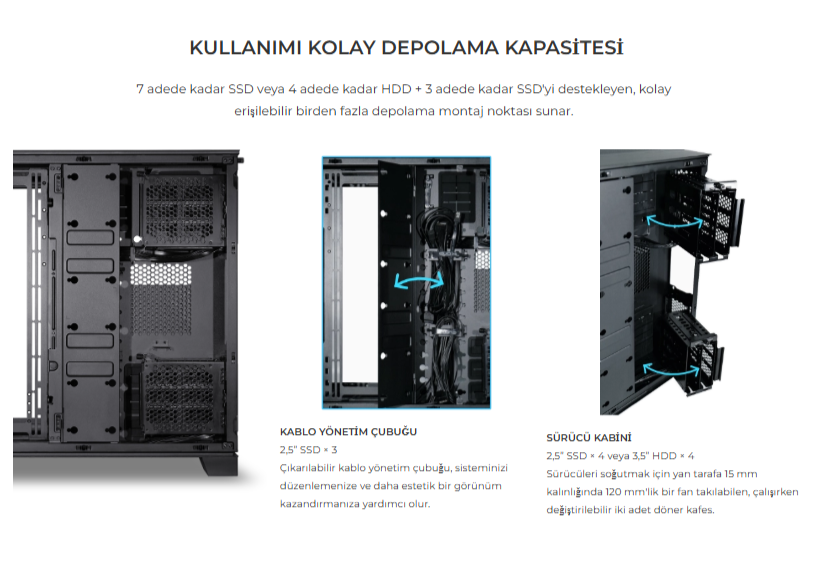Lian Li O11 Dynamic Evo XL Siyah Full-Tower E-ATX Gaming (Oyuncu) Kasa (G99.O11DEXL-X.00)