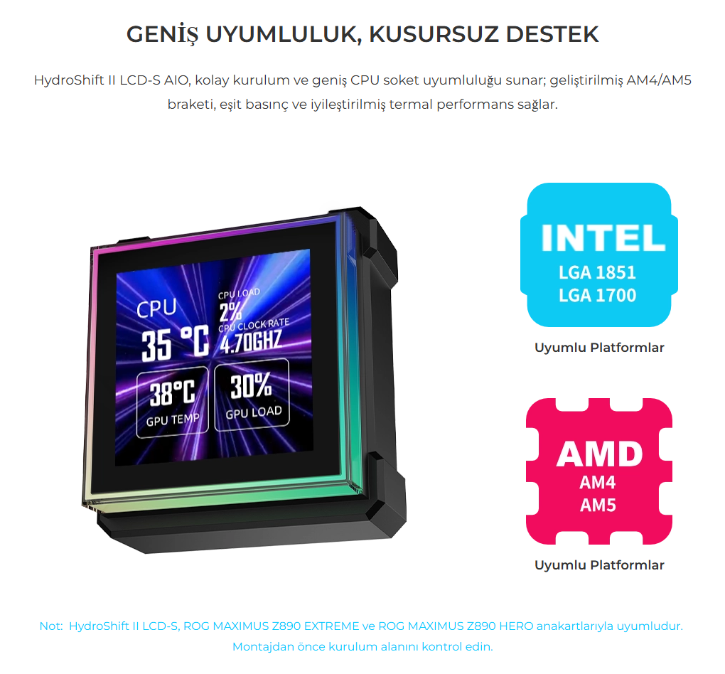 Lian Li HydroShift II LCD-S 360N FANSIZ Siyah Sıvı Soğutucu