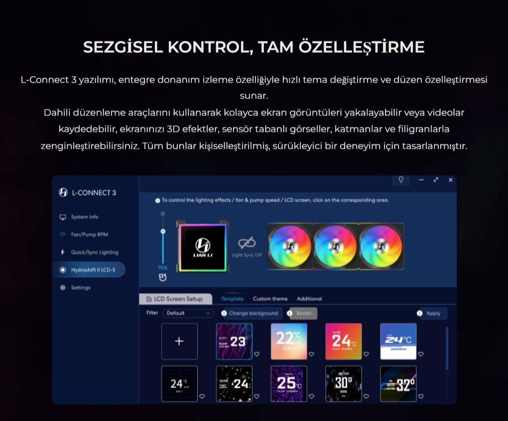 Lian Li HydroShift II LCD-S 360N FANSIZ Siyah Sıvı Soğutucu
