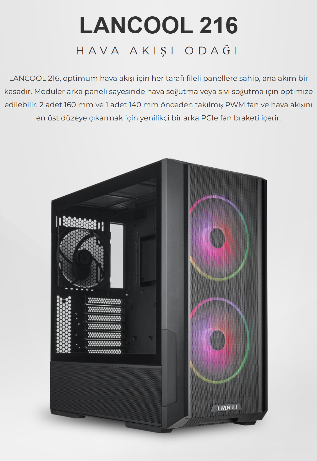 Lian Li Lancool 216 Mesh Siyah ARGB Mid-Tower E-ATX Gaming Kasa
