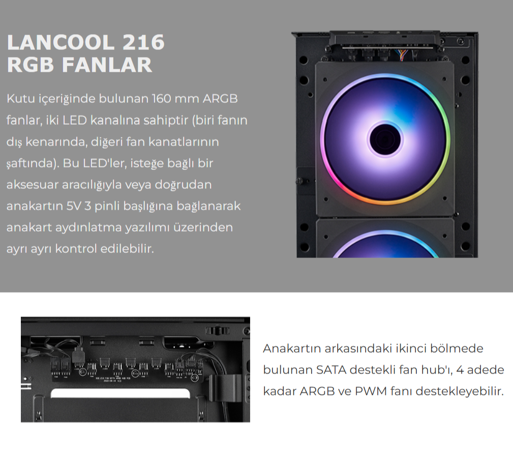 Lian Li Lancool 216 Mesh Siyah ARGB Mid-Tower E-ATX Gaming Kasa