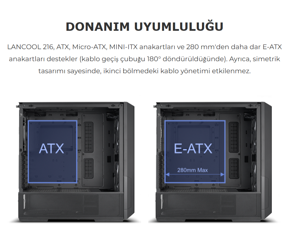 Lian Li Lancool 216 Mesh Siyah ARGB Mid-Tower E-ATX Gaming Kasa