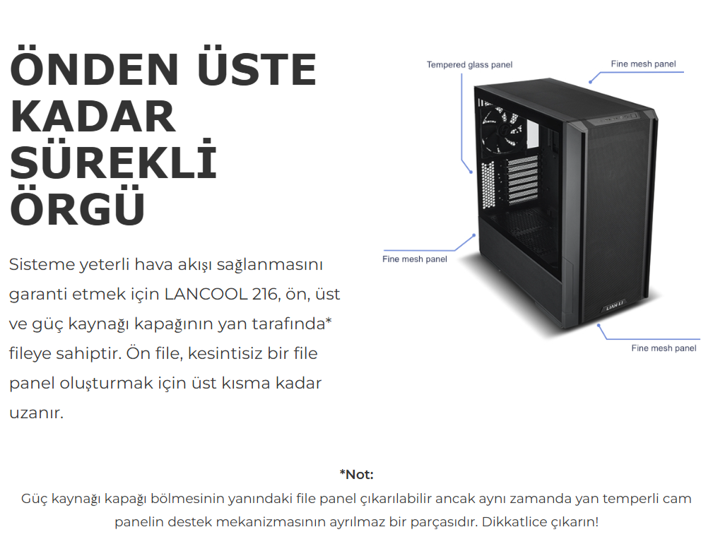 Lian Li Lancool 216 Mesh Siyah ARGB Mid-Tower E-ATX Gaming Kasa