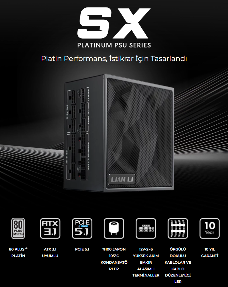 Lian Li SX1000P Beyaz 1000W 80+ Platinium ATX POWER SUPPLY (G9P.SX1000P.W000.EU)