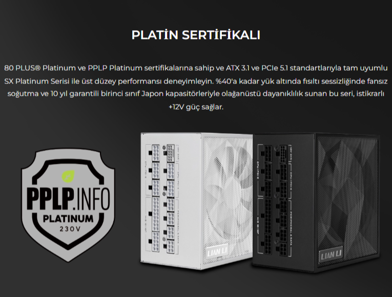 Lian Li SX1000P Beyaz 1000W 80+ Platinium ATX POWER SUPPLY (G9P.SX1000P.W000.EU)