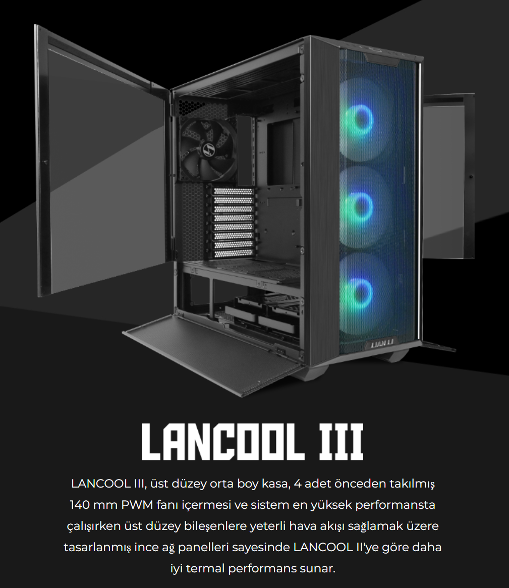 Lian Li Lancool III Siyah RGB Mid-Tower E-ATX Gaming Kasa