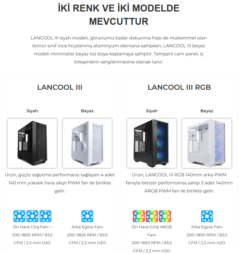 Lian Li Lancool III Siyah RGB Mid-Tower E-ATX Gaming Kasa