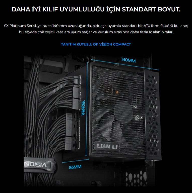 Lian Li SX1000P Beyaz 1000W 80+ Platinium ATX POWER SUPPLY (G9P.SX1000P.W000.EU)