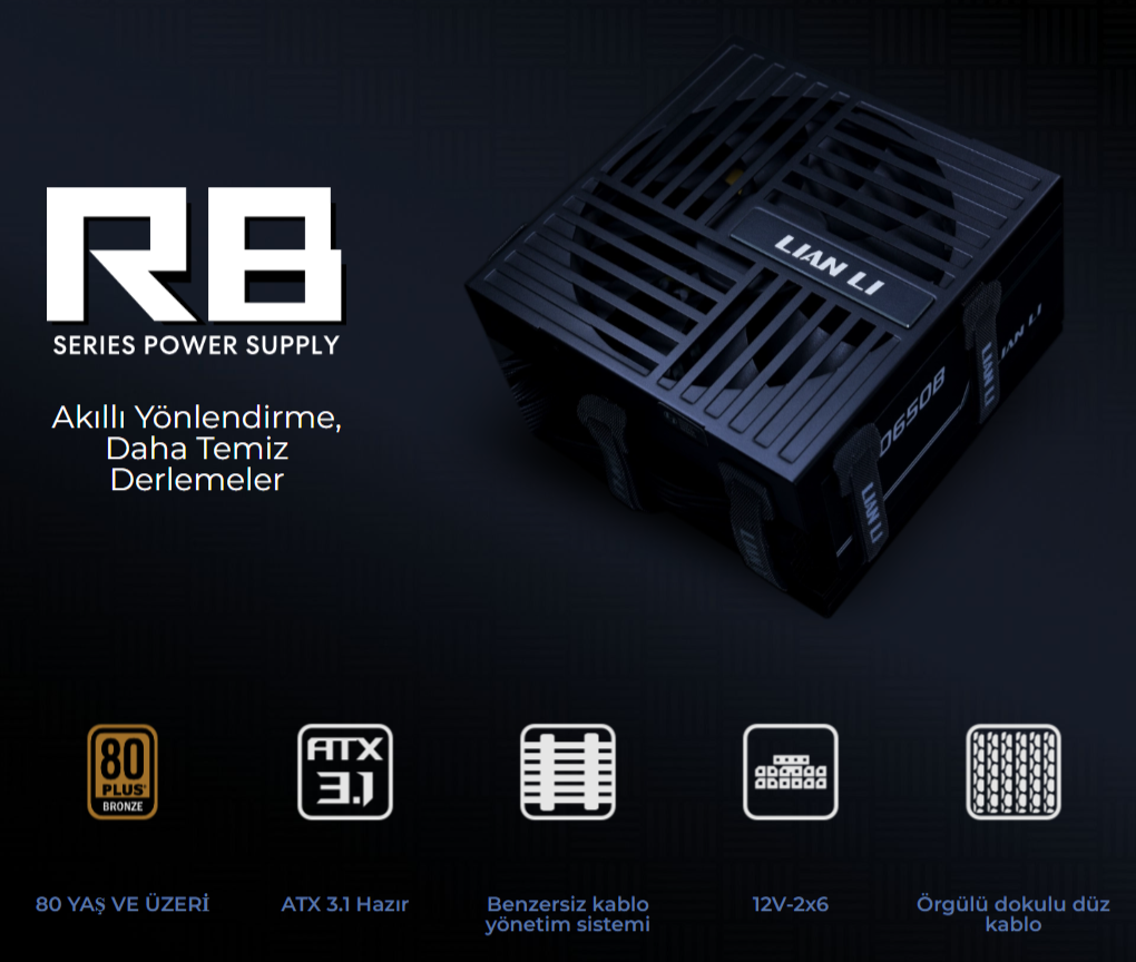 Lian Li RB Series Siyah 550W 80+ Bronze ATX POWER SUPPLY (G9P.RB0550B.B000.EU)